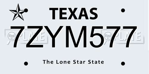 7ZYM577 Texas License Plate