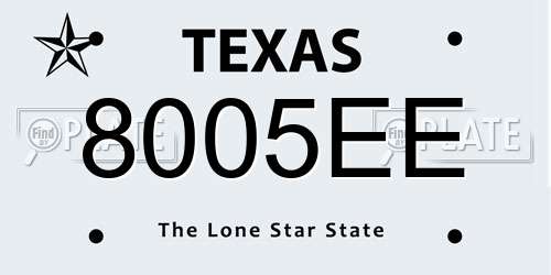 8005EE Texas License Plate