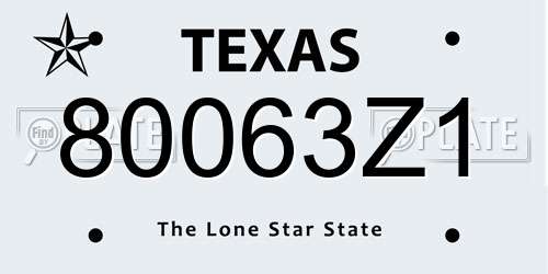 80063Z1 Texas License Plate