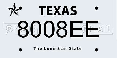 8008EE Texas License Plate