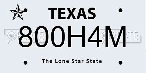 800H4M Texas License Plate