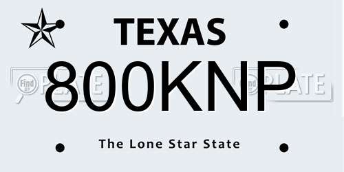 800KNP Texas License Plate