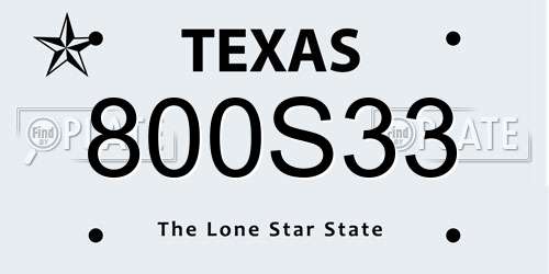 800S33 Texas License Plate