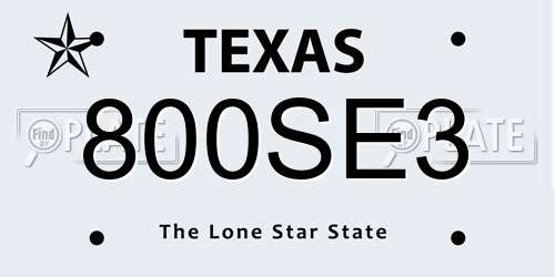 800SE3 Texas License Plate