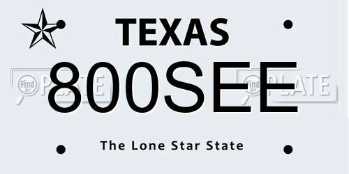 800SEE Texas License Plate