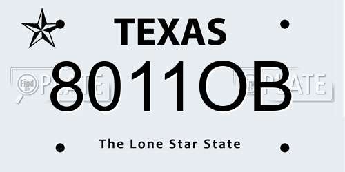8011OB Texas License Plate