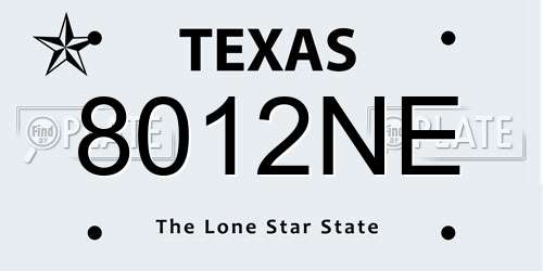 8012NE Texas License Plate