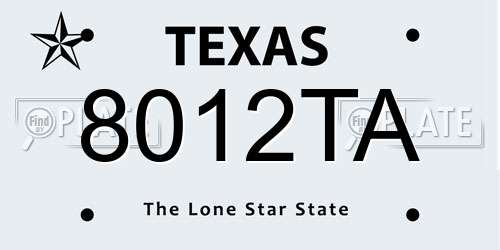 8012TA Texas License Plate