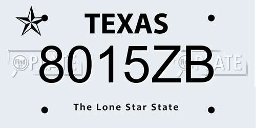 8015ZB Texas License Plate