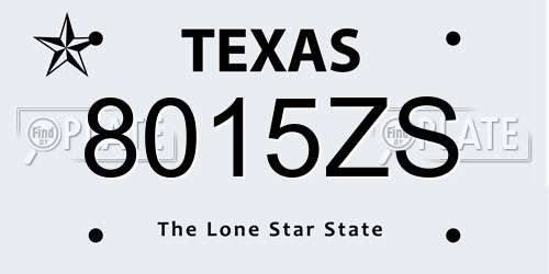 8015ZS Texas License Plate