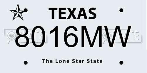 8016MW Texas License Plate