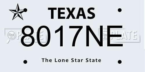 8017NE Texas License Plate