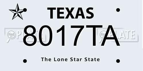 8017TA Texas License Plate