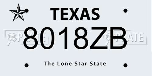8018ZB Texas License Plate