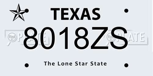 8018ZS Texas License Plate