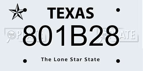 801B28 Texas License Plate