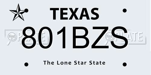 801BZS Texas License Plate