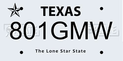 801GMW Texas License Plate