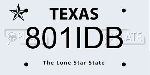 801IDB Texas License Plate