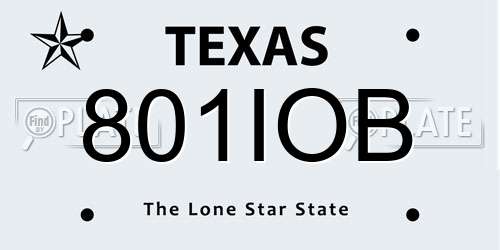 801IOB Texas License Plate
