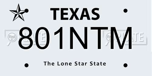 801NTM Texas License Plate