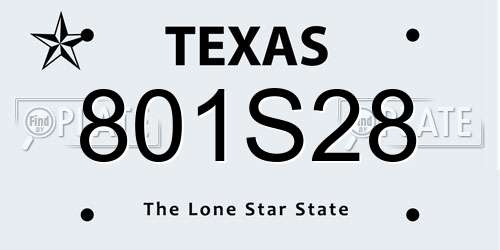 801S28 Texas License Plate