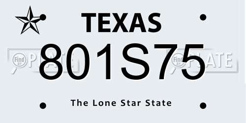 801S75 Texas License Plate