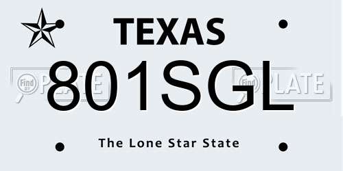 801SGL Texas License Plate