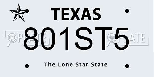 801ST5 Texas License Plate