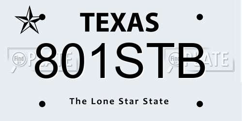 801STB Texas License Plate