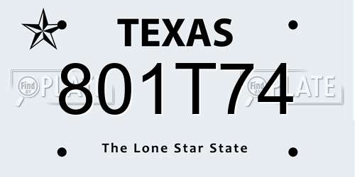 801T74 Texas License Plate
