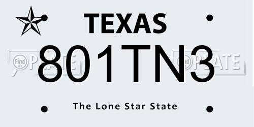 801TN3 Texas License Plate
