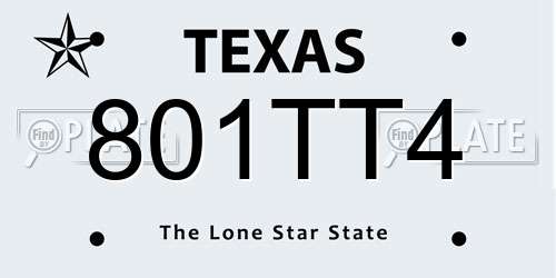 801TT4 Texas License Plate