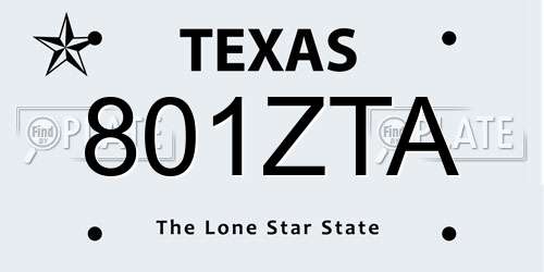 801ZTA Texas License Plate