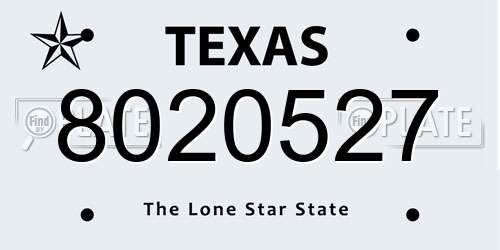 8020527 Texas License Plate