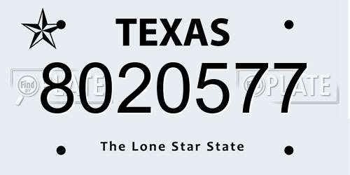 8020577 Texas License Plate