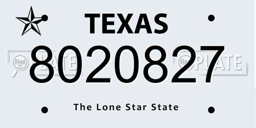 8020827 Texas License Plate