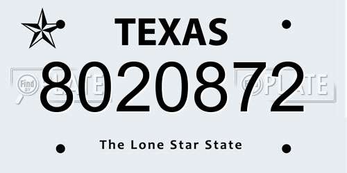 8020872 Texas License Plate