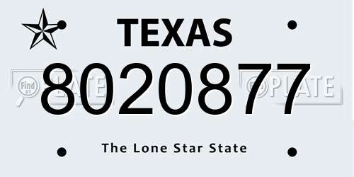 8020877 Texas License Plate