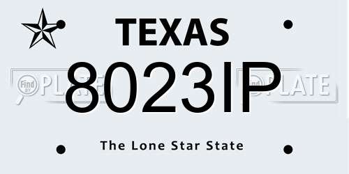 8023IP Texas License Plate