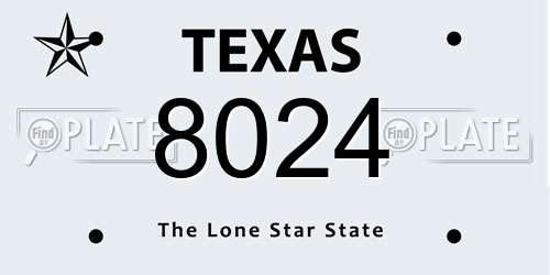 8024 Texas License Plate
