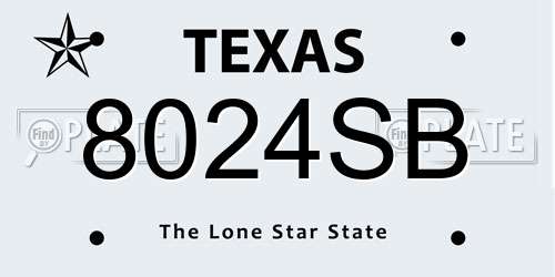 8024SB Texas License Plate