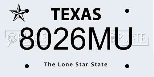 8026MU Texas License Plate