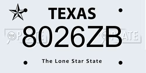 8026ZB Texas License Plate