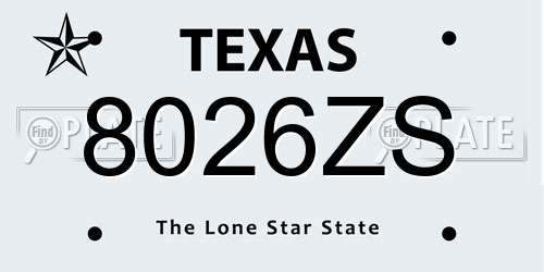 8026ZS Texas License Plate