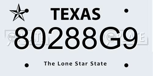 80288G9 Texas License Plate