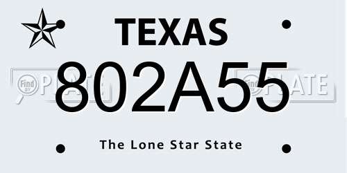 802A55 Texas License Plate