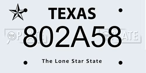 802A58 Texas License Plate