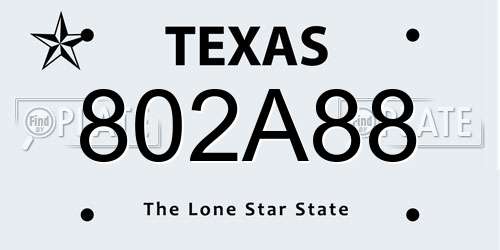 802A88 Texas License Plate