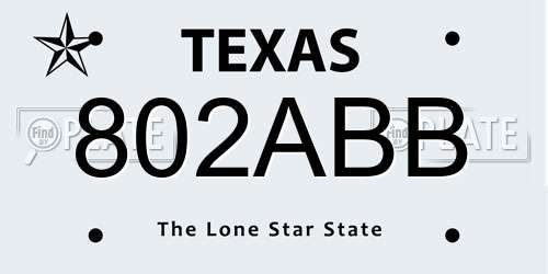 802ABB Texas License Plate